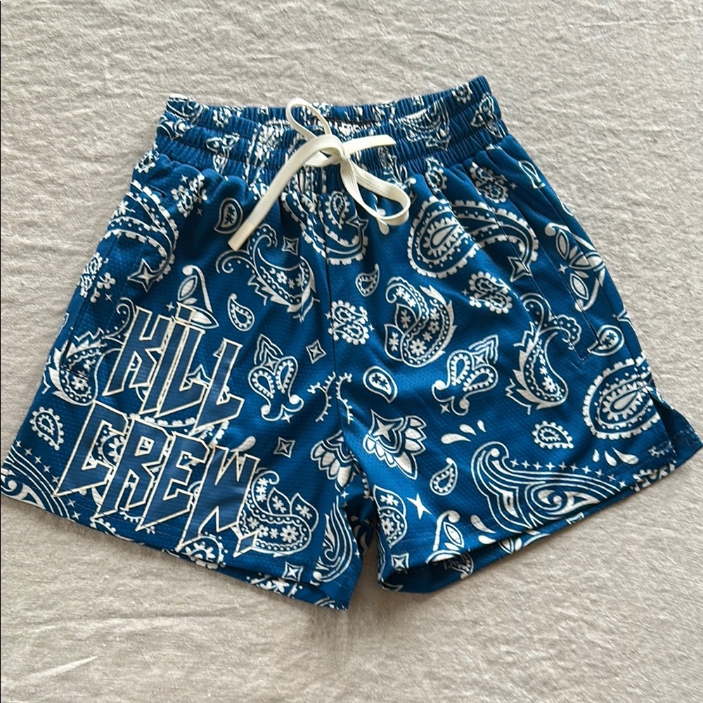 Kill Crew Blue Paisley Print Shorts with Drawstring